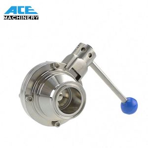 ACE vệ sinh DIN SS304/316L Hướng dẫn sử dụng Công Đoàn loại van bướm với thép không gỉ gripple xử lý - Product Image 1