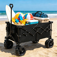 Chariot pliable de gros pour camping et pique-nique en plein air, avec roues pivotantes, en acier à haute teneur en carbone, pour la vente ambulante, le transport de colis et les courses, portable