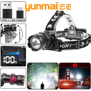 Linterna Frontal LED Blanca de 30W Recargable con Pantalla Digital y Zoom Ajustable para Iluminación Exterior - Product Image 3