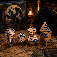 Vente en gros de dés métalliques D&D avec motif de dragon bleu, dés métalliques D&D pour Dungeons and Dragons, dés polyédriques personnalisés pour jeux de rôle