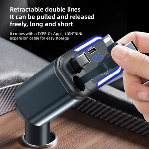 Pantalla LED 4 1 Pantalla de voltaje Función QC3.0 120W Carga súper rápida USB retráctil Tipo C <span class=keywords><strong>Cargador</strong></span> de <span class=keywords><strong>coche</strong></span> - Product Image 4
