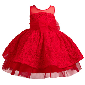 Girl's Puffy Princess Dress Sleeveless Floral Pink Tulle Flower Girl Dress Performance Outfit 362 - Product Image 5