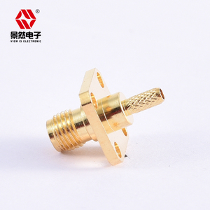 Jcak 12.7sq mạ Vàng uốn mặt bích gắn 4 lỗ 50ohm uốn cho rg316 Cáp 8.6mm Khoảng cách trung tâm cho các ứng dụng RF - Product Image 5