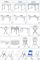 Table ronde pliable en plastique HDPE blanc OEM pour événements, mariages, banquets et repas en extérieur