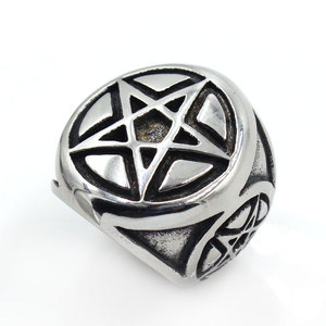Bague pour homme RC45 Tiyo en acier inoxydable plaqué argent 925, style punk, motif étoile, design géométrique, bijou cadeau - Product Image 3