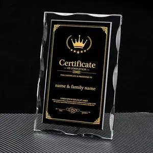 Crystal Business Souvenirs Glass Medal Plaque Crystal Authorize Brand Trophy Wholesale