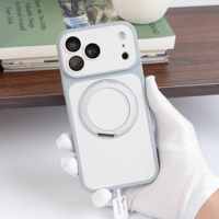 Coque de téléphone avec support magnétique rotatif à 360° pour iPhone 18 17 16 15 Pro Max, en TPU PC, toucher doux, anti-traces de doigts, compatible avec la charge sans fil
