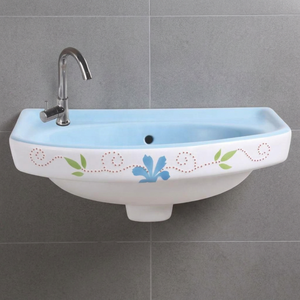 Modern Square Ceramic Wall Hung Wash Basin Compact Hand Wash Sink for Mall Hotel Commercial Bathroom Projects - Product Image 2