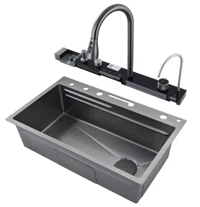 Smart Kitchen Sinks Whale Rainwater Sink Large Single-slot Thickened Honeycomb Washbasin Stainless Steel Home Kitchen Sinkished