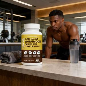 Extrait de graines de citrouille, clou de girofle et <span class=keywords><strong>ail</strong></span> <span class=keywords><strong>en</strong></span> marque blanche pour le soutien digestif, immunitaire et énergétique – Capsule de noix noires et d'armoise - Product Image 1