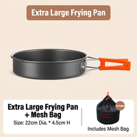 Ensemble de cuisine de camping en alliage d'aluminium léger, portable pour l'extérieur, comprenant marmite, poêle, bouilloire, kit pour la randonnée, le pique-nique et le feu de camp - Poêle à frire
