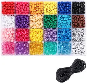 3390pcs Craft Bead Set Contains Plastic Rainbow Beads in 22 Colors and 2 Type Letter Beads for Bracelets Jewelry Making