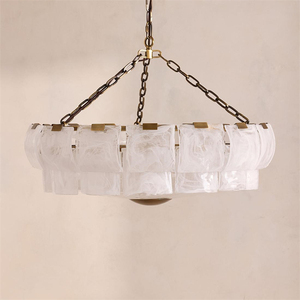 Design moderno Alessio in ottone lampada a sospensione Semi-filo con montaggio a soffitto a due livelli lampadario rotondo - Product Image 1