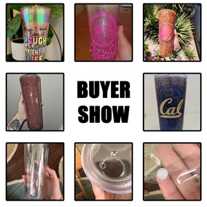 24oz Acrylic Straight Skinny Tumbler tái sử dụng Quả cầu tuyết Tumbler Bling Bling đôi tường Cốc nhựa với rơm - Product Image 6