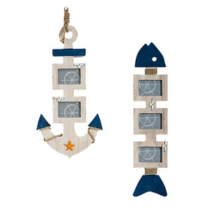 Marco de Fotos de Madera de 3 Paneles con Forma de Pez Estilo Mediterráneo, Decoración de Pared, Orientación Vertical - Product Image 4