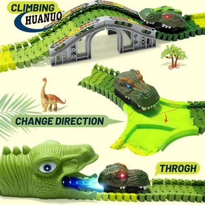 Kids Create A <span class=keywords><strong>Dino</strong></span> World Road Race Toys 277PCS Dinosaur Train Toy Slot Car Race Track Sets - Product Image 4