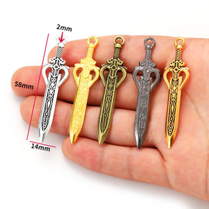 Alliage Vintage Warrior Giant Sword Charms Knight Sword Knife Gun Pendant for DIY Handmade Jewelry Material 58*14mm M109 - Product Image 2