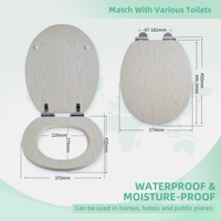 Siège de toilette en MDF à fermeture douce et dégagement rapide, base grise, couvercle WC jaune à grain naturel |   Siège de toilette