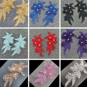 Diy Clothes Accessories Beaded 3D Flower Motif Applique <strong>Patch</strong> <strong>Glitter</strong> Sequined Rhinestones Floral Embroidery Handmade Lace <strong>Patch</strong> - Product Image 2