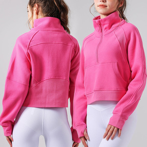 Roregal Autumn Winter Thickened Warm Yoga Top Coat <strong>Jacket</strong> Stand-up Collar Fashion <strong>Half</strong> Zip Pullover Sweatshirt - Product Image 2