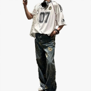 Camiseta de Hockey sobre Hielo Personalizable, Ropa Urbana para Hombre, Malla Transpirable, Manga Larga, Estampado de Letras, Top Deportivo - Product Image 3