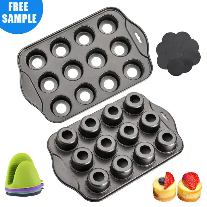 2 Pack Mini Muffin Cheesecake Pan with Removable Bottom, 12 Cavity