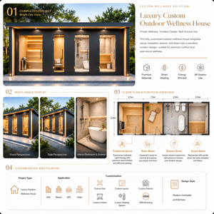 HG Custom 1 Person Indoor Infrared Canadian Hemlock Red Cedar Room with Solid Wood Interior and 5 Heater Panels - Product Image 3