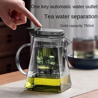 Théière en verre à haute teneur en borosilicate tasse flottante thé séparation de l'eau passoire bouilloire théière usage domestique thé faisant l'artefact