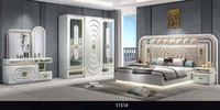 Ensemble complet de meubles de chambre à coucher de luxe turcs avec rangement intégré, lit double, cadre en bois, taille King Size, mobilier de chambre moderne