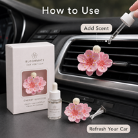 Diffuseur d'arôme en plâtre pour grille d'aération de voiture, parfum d'ambiance pour voiture, décoration de voiture, diffuseur de parfum en forme de fleur de pivoine, désodorisant d'air