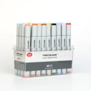 Finecolour EF100 24/36/48/60/72 색상 신제품 전문 더블 헤드 리필 마커 펜 케이스