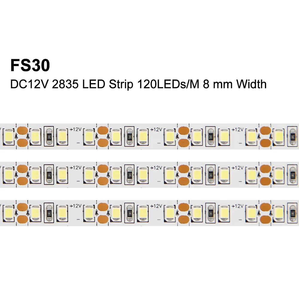 CE ETL承認LEDライトストリップ8mm幅高ルーメン12V120pcsSMD2835LEDストリップライト