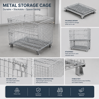 Caisse de rangement métallique pliable galvanisée robuste, cage en treillis métallique, bacs empilables pliables pour le transport et l'expédition