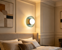 Applique murale LED moderne en verre vert avec globe opale, luminaire blanc chaud pour salon et chambre à coucher