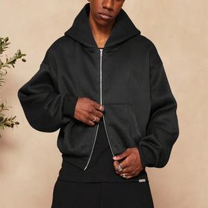 ผู้ผลิตเสื้อฮู้ดดี้ขนาดใหญ่พิเศษ ผ้าฝ้าย 100% หนานุ่ม แบบเรียบ ไม่มีลาย สำหรับผู้ชาย เสื้อฮู้ดดี้ขนาดใหญ่พิเศษแบบซิปคู่ - Product Image 4