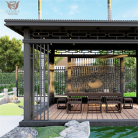 Gazebo de Patio con Techo Doble de Aleación de Aluminio para Exteriores, Impermeable, Resistente al Viento y a la Nieve, Pérgola con Mosquitera