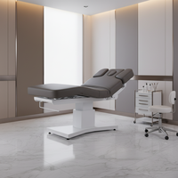 Table de massage électrique multifonctionnelle de luxe pour salon de beauté, spa et bien-être, avec 3 moteurs, blanche, pour soins du visage, des cils et cosmétiques
