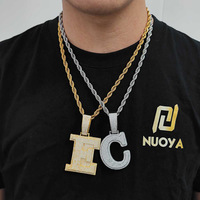 Testeur de diamant haut de gamme Moissanite A-Z pendentif initial en argent Sterling 925 bijoux glacés Hip Hop lettre pendentif pour hommes