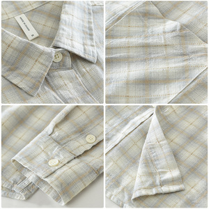 <span class=keywords><strong>Camicia</strong></span> a Quadri da Uomo a Maniche Lunghe Primaverile, Leggera, Traspirante, Ecologica, Facile da Pulire, Casual, in Puro Cotone, Vestibilità Comoda - Product Image 4