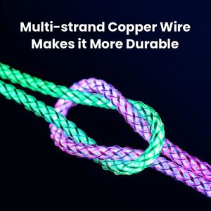 RGB 66W Fast <b>Charging</b> Luminous Flowing Light Type C to Type-C Data <b>Cable</b> PD 20W USB-C to IOS Mobile Phone <b>Charging</b> <b>Cable</b> - Product Image 5