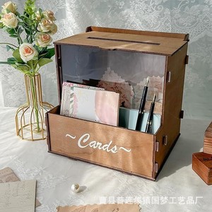 Wooden <b>wedding</b> <b>card</b> <b>box</b>, party <b>card</b> and postcard slot gift <b>box</b>, solid wood country <b>wedding</b> greeting <b>card</b> <b>box</b> - Product Image 2