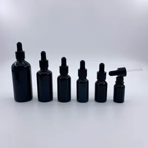 Hot Sale schwarzer Tropfer verschluss gerade Glas pipette für ätherische Öl flasche benutzer definierte