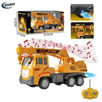 Camion de Construction Télécommandé en Plastique, Véhicule d'Ingénierie RC avec Fonction de Pulvérisation et Musique, Voiture Jouet Rechargeable par USB pour Enfants Garçons OEM