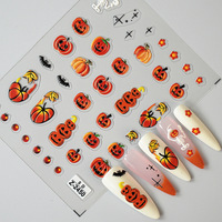 Nuevas pegatinas de uñas en relieve para Halloween, calcomanías autoadhesivas impermeables con diseños de fantasma, calavera, murciélago, calabaza y telaraña para manicura DIY