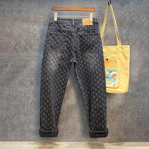 Pantalones Largos de Mezclilla Tejida para Hombre, Estilo Retro Jacquard con Pequeños Rasgaditos, de Pierna Recta, Tendencia de Verano, Marca de Moda Urbana, Exportación Transfronteriza - Product Image 4