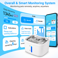 Fontaine à eau intelligente pour animaux de compagnie avec Wi-Fi, 2,5 L, bol en acier inoxydable, triple filtration, ultra silencieuse, surveillance par application, distributeur d'eau pour chats et chiens