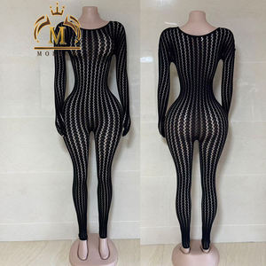 Trendige Damen Mode Fell-Patchwork Ausgeschnittene Rompers <span class=keywords><strong>Sexy</strong></span> Club Bodycon Jumpsuits Damen Einteiler Schwarze Rompers 2026 - Product Image 2