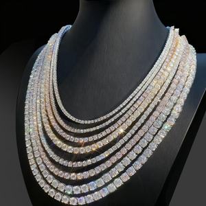 Collana e Bracciale Tennis RINNTIN SMN in <span class=keywords><strong>Argento</strong></span> <span class=keywords><strong>925</strong></span> con Moissanite VVS Certificata GRA da 2MM 3MM 4MM 5MM, Gioielli Hiphop per <span class=keywords><strong>Uomo</strong></span> e Donna - Product Image 1