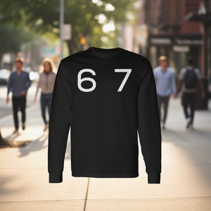 Six Seven 6 7 Meme T-shirt à manches longues pour adulte unisexe noir large - Product Image 3