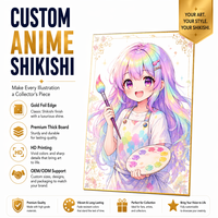 Papan Shikishi Anime SZ Custom dengan Tepi Emas, Papan Seni Holografik, Karakter Manga, Dekorasi Dinding Koleksi, Hadiah